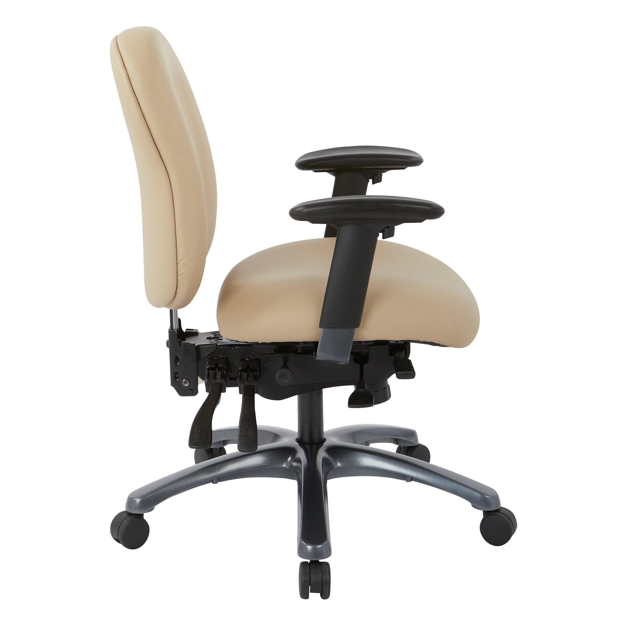 Multi-Function Mid Back Chair with Seat Slider and Titanium Finish Base